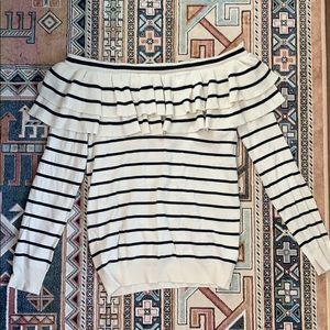 Off the Shoulder Striped Sweater
